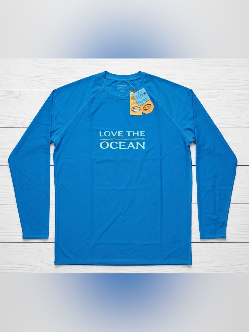 SeaHawaii Monkskin Large Watershirt UPF 50+ Rash Guard Blue Love The Ocean NWT